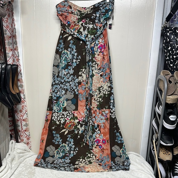 Fire Los Angeles Asymmetrical Pink and Green Gown - Picture 1 of 16
